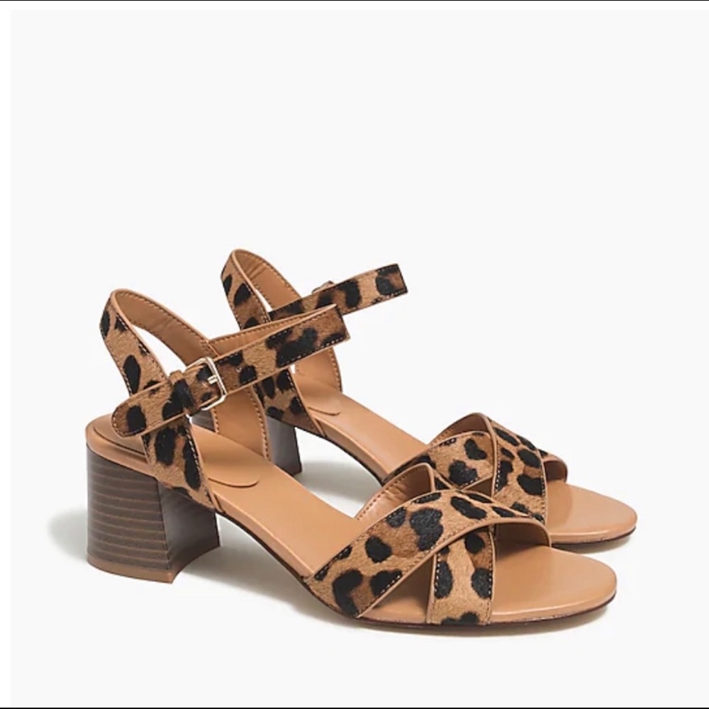 J.Crew Calf Hair Block Heel Sandals